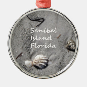 Sanibel Island Sand Shells Metal Ornament