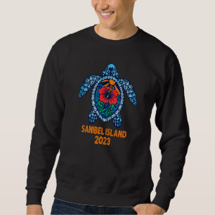 Sanibel Island Sea Turtle Florida 2023 Hibiscus Fl Sweatshirt