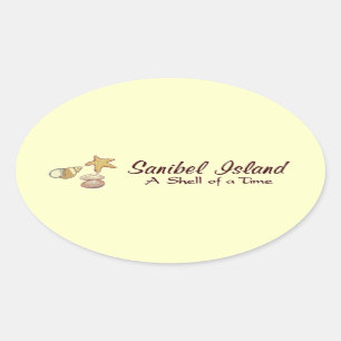 Sanibel Island Shells Oval Sticker