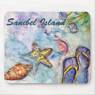 Sanibel Island Watercolor Florida Art Mouse Pad