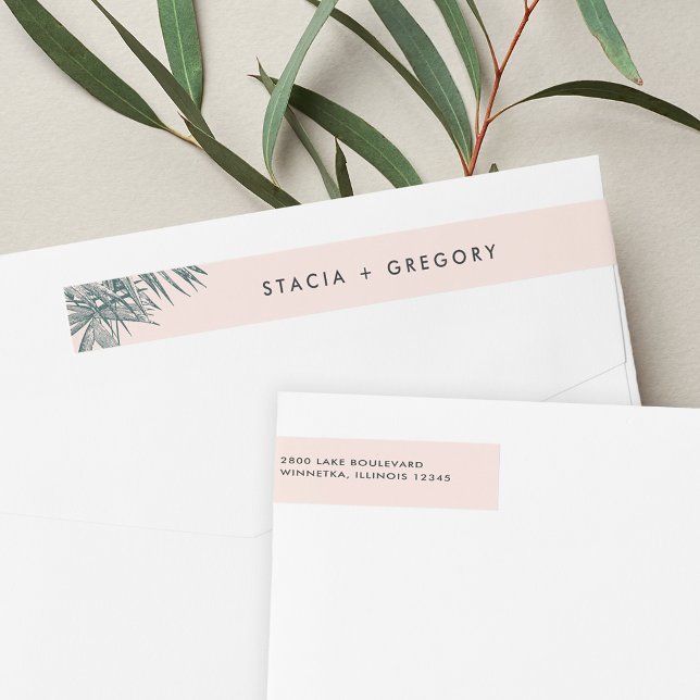 Sanibel | Tropical Wedding Return Address Wrap Around Label (Creator Uploaded)