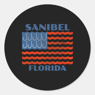 Sanibel Vintage Fishing American Flag Fish Hooks Classic Round Sticker