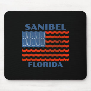 Sanibel Vintage Fishing American Flag Fish Hooks Mouse Pad