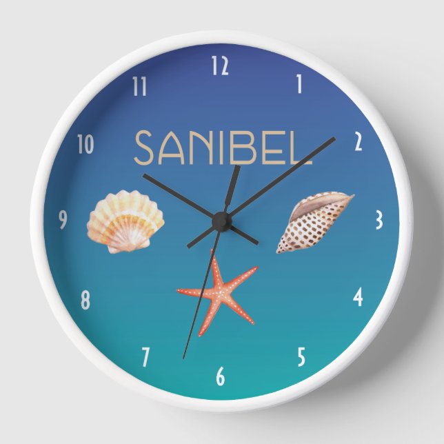 Sanibel with Seashells Clock (Front)