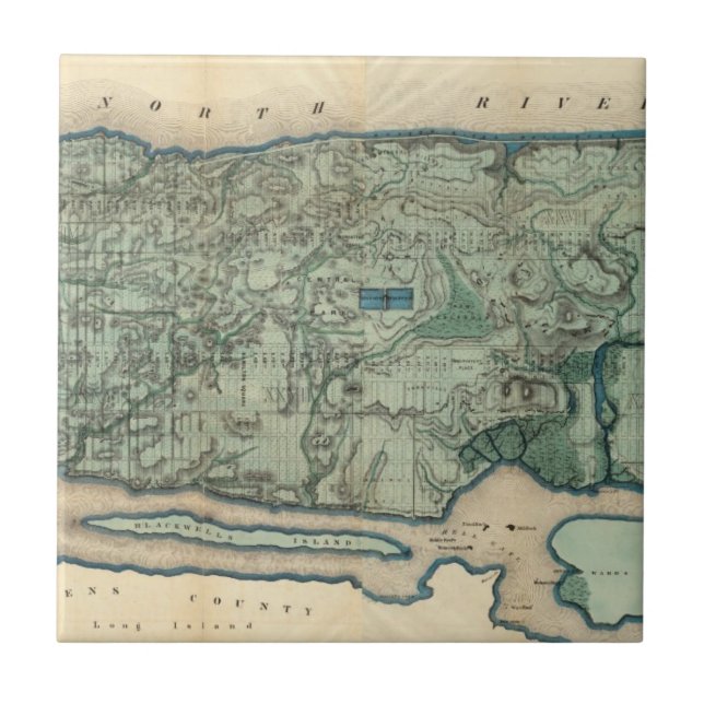 Sanitary and Topographical Map of New York City Ceramic Tile (Front)