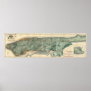 Sanitary and Topographical Map of New York City Poster