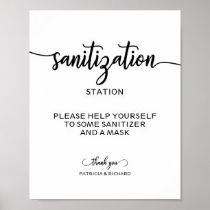 Sanitation Station Chic Calligraphy Wedding Sign