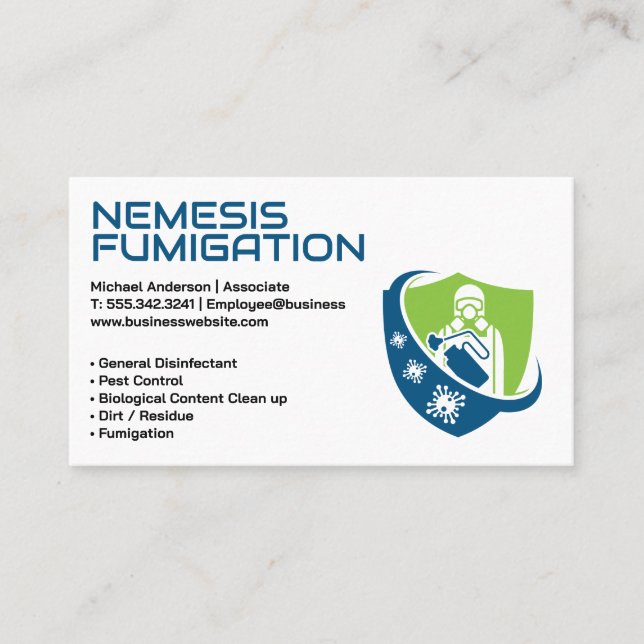 Sanitisation | Fumigation Clean Suit Business Card (Front)