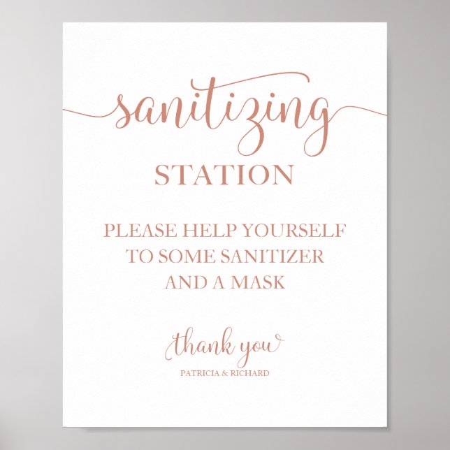  Sanitising Station Chic Calligraphy Wedding Sign (Front)