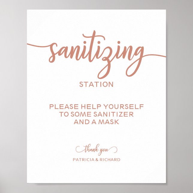  Sanitising Station Chic Calligraphy Wedding Sign (Front)