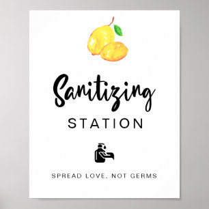 Sanitising Station Lemon Wedding Bridal Shower Poster