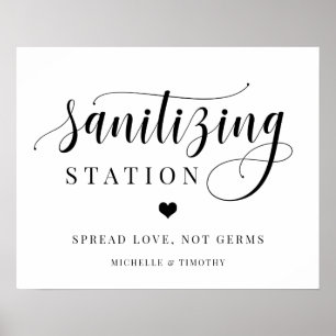 Sanitising Station Spread Love Not Germs Wedding Poster