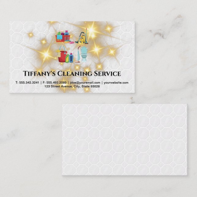 Sanitising Supplies | Gold Sparkle Tiles Business Card (Front/Back)