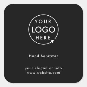 Sanitizer Logo Black Covid-19 Business Square Sticker