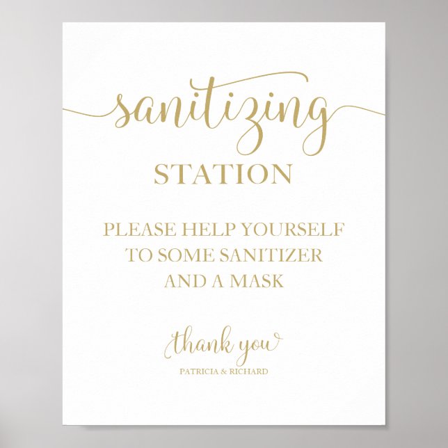  Sanitizing Station Chic Calligraphy Wedding Sign (Front)