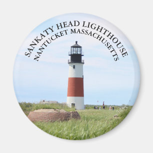 Sankaty Head Lighthouse, Nantucket MA Round Magnet