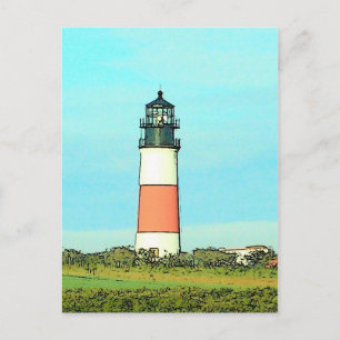 Sankaty Head Lighthouse - VINTAGE LOOK Postcard