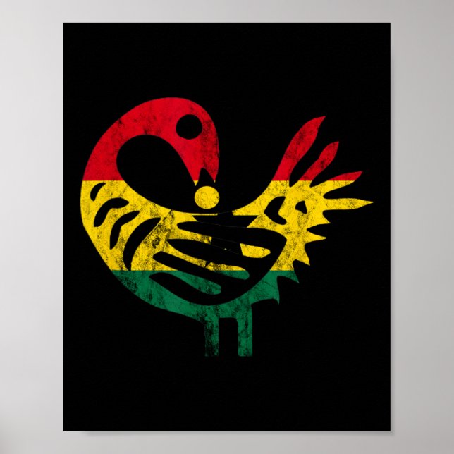 Sankofa African Bird Ghanese Flag Pride Juneteenth Poster (Front)