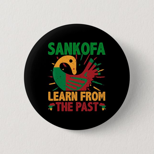 Sankofa Symbol And Adinkra Ghana For Black History 6 Cm Round Badge (Front)