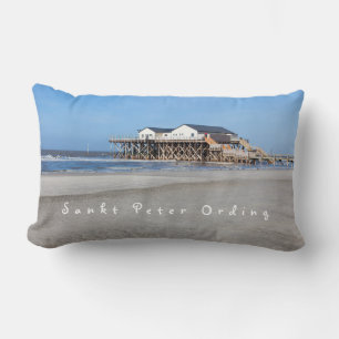 Sankt Peter Ording House on stilts photo with text Lumbar Cushion