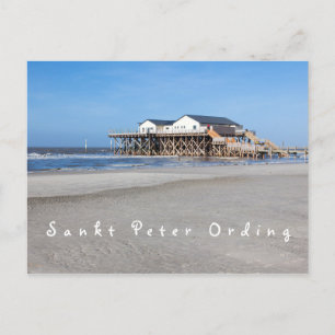 Sankt Peter Ording House on stilts photo with text Postcard