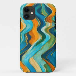 "Sanlúcar" Blue Green Orange Waves iPhone 11 Case