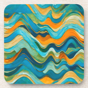 "Sanlúcar" Blue Green Orange Waves Coaster