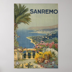 Sanremo Italy vintage travel art Poster