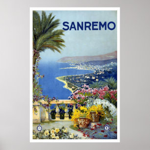 "Sanremo, Italy" Vintage Travel Poster