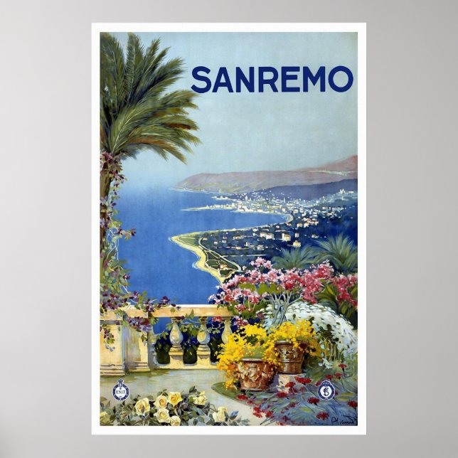 "Sanremo, Italy" Vintage Travel Poster (Front)