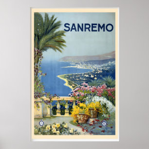 Sanremo San Remo Mediterranean Italy World Travel Poster