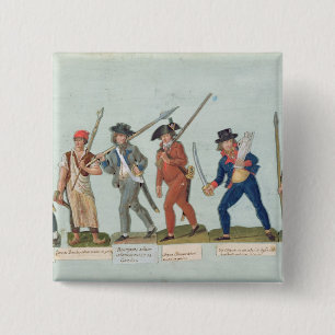 Sans Culotte Lighting his Pipe 15 Cm Square Badge