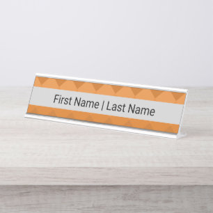 Sans Serif Font Grey Orange Desk Name Plate