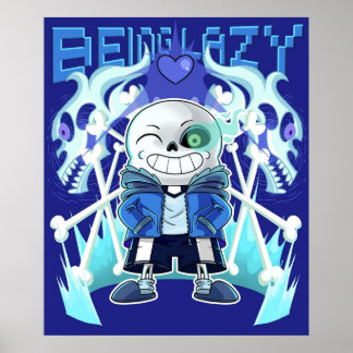 Sans Undertale Skeleton Cool Pixel Art Being Lazy  Poster