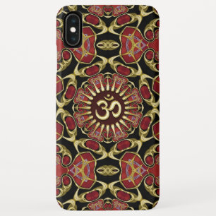 Sanskrit Om Gold + Red Baroque iPhone 3 case