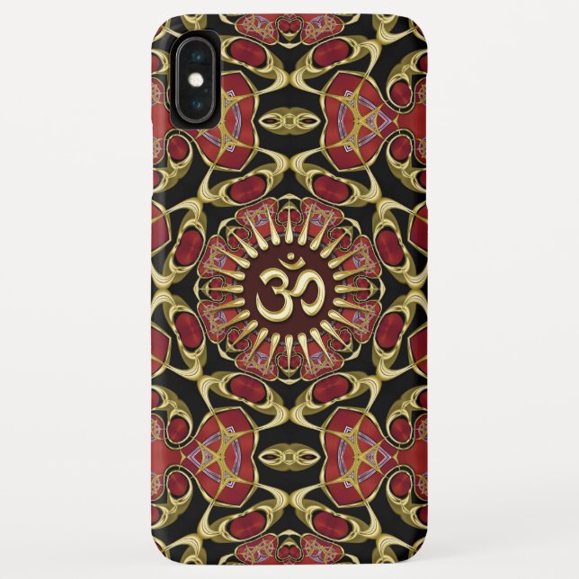 Sanskrit Om Gold + Red Baroque iPhone 3 case (Back)