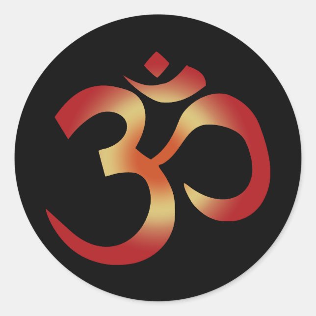 Sanskrit Om in Sunset Colours Classic Round Sticker (Front)