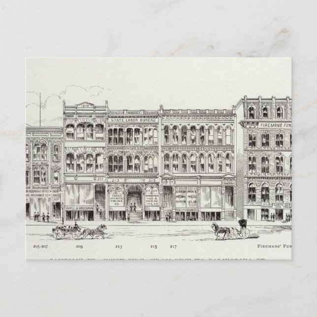 Sansome West side Pine and California Postcard (Front)