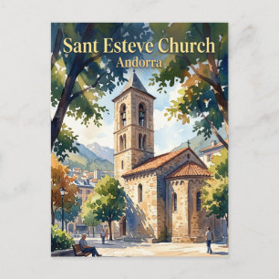 Sant Esteve Church, Andorra la Vella Andorra Postcard