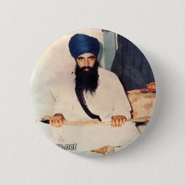 Sant Jarnail Singh Ji Khalsa Bhindranwale 6 Cm Round Badge (Front)