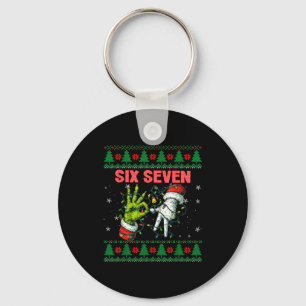 Santa 67 Christmas Ugly Sweater Fingers Six Seven Key Ring