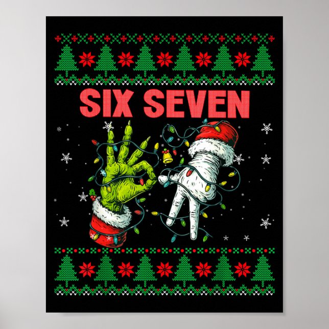 Santa 67 Christmas Ugly Sweater Fingers Six Seven  Poster (Front)