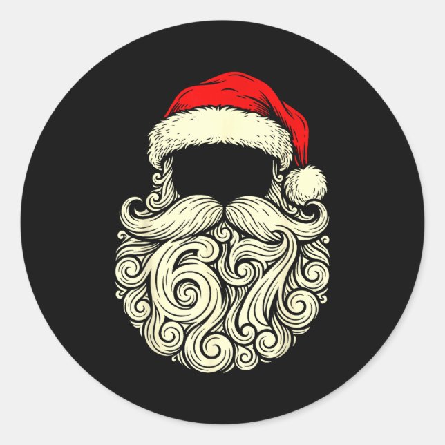 Santa 67 Hidden In Beard Christmas  Classic Round Sticker (Front)