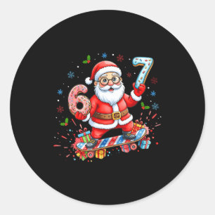 Santa 67 Meme Donut Skateboard Merry Christmas Boy Classic Round Sticker