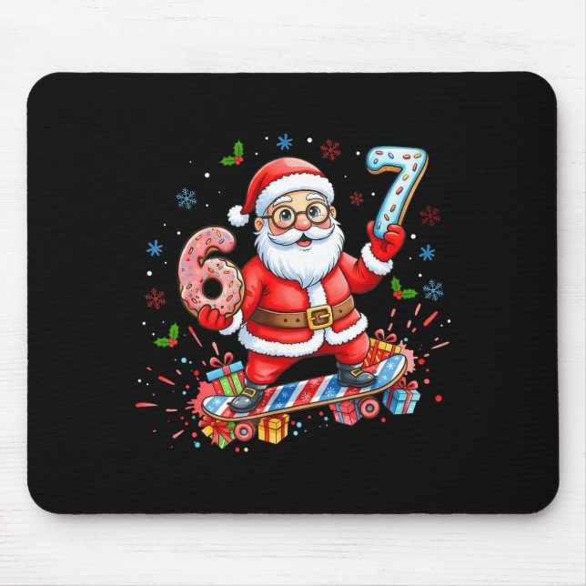 Santa 67 Meme Donut Skateboard Merry Christmas Boy Mouse Pad (Front)