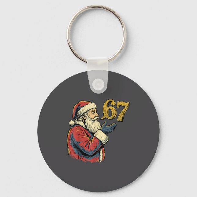 Santa 67 Number Funny Christmas Meme Se  Key Ring (Front)
