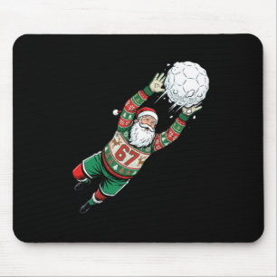 Santa 67 Soccer Goalie Ugly Sweater Funny Christma Mouse Pad