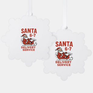 Santa 6-7 Delivery Service Tree Decoration Card
