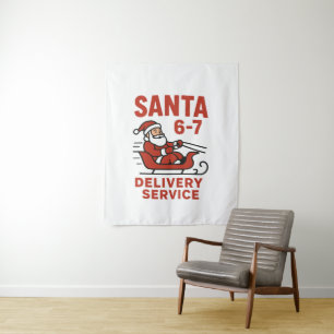 Santa 6–7 Delivery Service Vintage Poster Tapestry