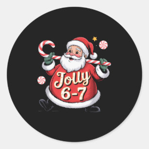Santa 6 7 Six Seven Meme Christmas Women Men Kids  Classic Round Sticker